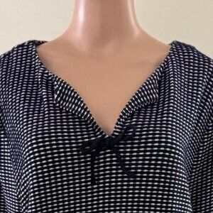 Talbots Woman Black White  3/4 Sleeve V-Neck Tunic Top Size 3X Cotton Blend